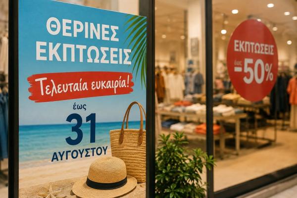 Θερινές εκπτώσεις εως 31 Αυγούστου